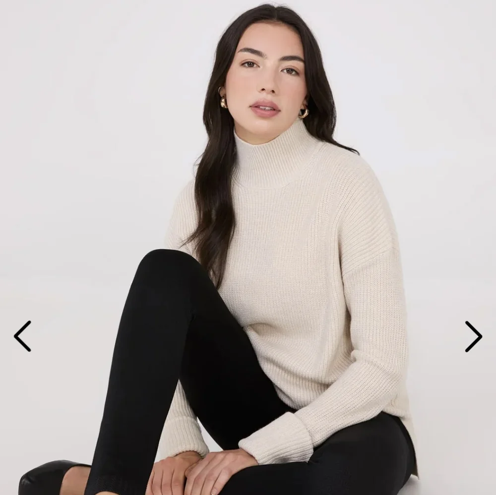 Suzy Shier Mock Neck Shaker Stitch Sweater in size Large (L ) Cream color - Picture 3 of 4